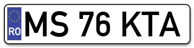 Placuta inmatriculare numar auto  MS-76-KTA, MS 76 KTA, MS76KTA