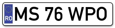 Placuta inmatriculare numar auto  MS-76-WPO, MS 76 WPO, MS76WPO