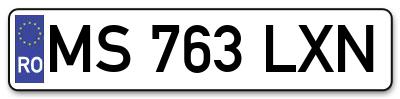 Placuta inmatriculare numar auto  MS-763-LXN, MS 763 LXN, MS763LXN