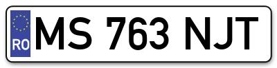 Placuta inmatriculare numar auto  MS-763-NJT, MS 763 NJT, MS763NJT