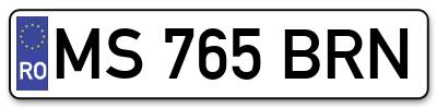 Placuta inmatriculare numar auto  MS-765-BRN, MS 765 BRN, MS765BRN