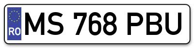 Placuta inmatriculare numar auto  MS-768-PBU, MS 768 PBU, MS768PBU