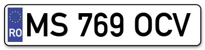 Placuta inmatriculare numar auto  MS-769-OCV, MS 769 OCV, MS769OCV