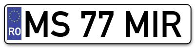 Placuta inmatriculare numar auto  MS-77-MIR, MS 77 MIR, MS77MIR
