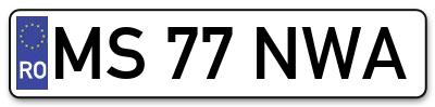 Placuta inmatriculare numar auto  MS-77-NWA, MS 77 NWA, MS77NWA