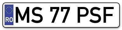 Placuta inmatriculare numar auto  MS-77-PSF, MS 77 PSF, MS77PSF
