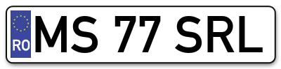 Placuta inmatriculare numar auto  MS-77-SRL, MS 77 SRL, MS77SRL