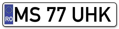 Placuta inmatriculare numar auto  MS-77-UHK, MS 77 UHK, MS77UHK