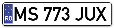 Placuta inmatriculare numar auto  MS-773-JUX, MS 773 JUX, MS773JUX
