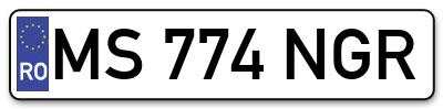 Placuta inmatriculare numar auto  MS-774-NGR, MS 774 NGR, MS774NGR