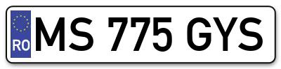 Placuta inmatriculare numar auto  MS-775-GYS, MS 775 GYS, MS775GYS