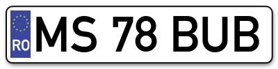 Placuta inmatriculare numar auto  MS-78-BUB, MS 78 BUB, MS78BUB
