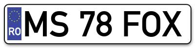 Placuta inmatriculare numar auto  MS-78-FOX, MS 78 FOX, MS78FOX