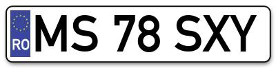 Placuta inmatriculare numar auto  MS-78-SXY, MS 78 SXY, MS78SXY