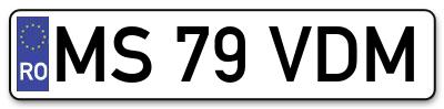 Placuta inmatriculare numar auto  MS-79-VDM, MS 79 VDM, MS79VDM