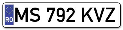 Placuta inmatriculare numar auto  MS-792-KVZ, MS 792 KVZ, MS792KVZ