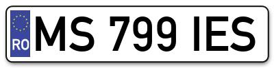 Placuta inmatriculare numar auto  MS-799-IES, MS 799 IES, MS799IES