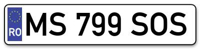Placuta inmatriculare numar auto  MS-799-SOS, MS 799 SOS, MS799SOS
