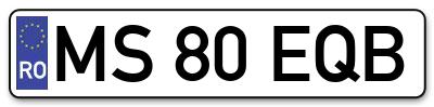 Placuta inmatriculare numar auto  MS-80-EQB, MS 80 EQB, MS80EQB