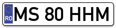 Placuta inmatriculare numar auto  MS-80-HHM, MS 80 HHM, MS80HHM