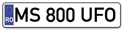 Placuta inmatriculare numar auto  MS-800-UFO, MS 800 UFO, MS800UFO