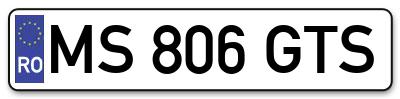 Placuta inmatriculare numar auto  MS-806-GTS, MS 806 GTS, MS806GTS