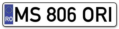 Placuta inmatriculare numar auto  MS-806-ORI, MS 806 ORI, MS806ORI