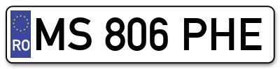Placuta inmatriculare numar auto  MS-806-PHE, MS 806 PHE, MS806PHE