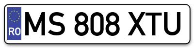 Placuta inmatriculare numar auto  MS-808-XTU, MS 808 XTU, MS808XTU
