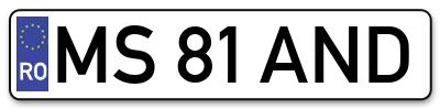 Placuta inmatriculare numar auto  MS-81-AND, MS 81 AND, MS81AND