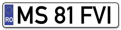 Placuta inmatriculare numar auto  MS-81-FVI, MS 81 FVI, MS81FVI