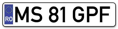 Placuta inmatriculare numar auto  MS-81-GPF, MS 81 GPF, MS81GPF