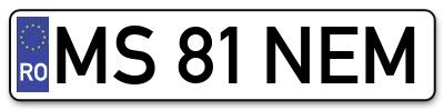 Placuta inmatriculare numar auto  MS-81-NEM, MS 81 NEM, MS81NEM