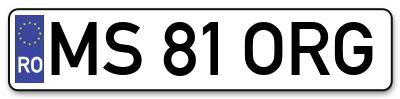 Placuta inmatriculare numar auto  MS-81-ORG, MS 81 ORG, MS81ORG