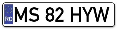 Placuta inmatriculare numar auto  MS-82-HYW, MS 82 HYW, MS82HYW