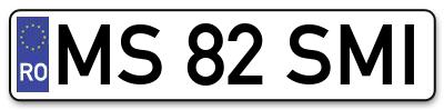Placuta inmatriculare numar auto  MS-82-SMI, MS 82 SMI, MS82SMI
