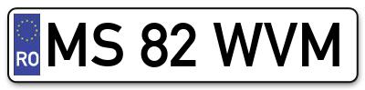 Placuta inmatriculare numar auto  MS-82-WVM, MS 82 WVM, MS82WVM
