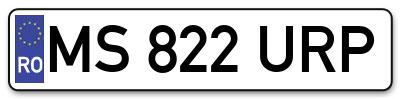 Placuta inmatriculare numar auto  MS-822-URP, MS 822 URP, MS822URP