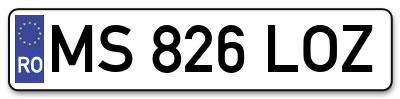Placuta inmatriculare numar auto  MS-826-LOZ, MS 826 LOZ, MS826LOZ