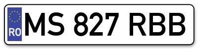 Placuta inmatriculare numar auto  MS-827-RBB, MS 827 RBB, MS827RBB