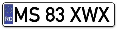 Placuta inmatriculare numar auto  MS-83-XWX, MS 83 XWX, MS83XWX