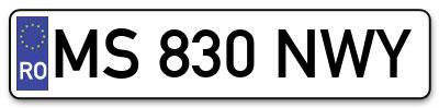 Placuta inmatriculare numar auto  MS-830-NWY, MS 830 NWY, MS830NWY