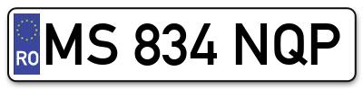 Placuta inmatriculare numar auto  MS-834-NQP, MS 834 NQP, MS834NQP