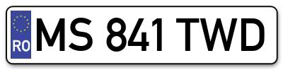 Placuta inmatriculare numar auto  MS-841-TWD, MS 841 TWD, MS841TWD