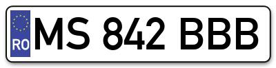 Placuta inmatriculare numar auto  MS-842-BBB, MS 842 BBB, MS842BBB