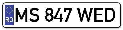 Placuta inmatriculare numar auto  MS-847-WED, MS 847 WED, MS847WED