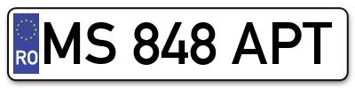 Placuta inmatriculare numar auto  MS-848-APT, MS 848 APT, MS848APT
