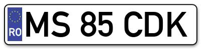 Placuta inmatriculare numar auto  MS-85-CDK, MS 85 CDK, MS85CDK