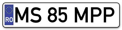 Placuta inmatriculare numar auto  MS-85-MPP, MS 85 MPP, MS85MPP