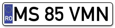 Placuta inmatriculare numar auto  MS-85-VMN, MS 85 VMN, MS85VMN